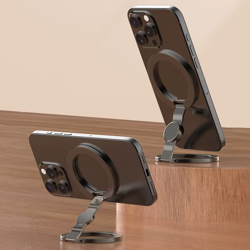 QGhappy Magnetische Handyhalterung mit 360 Grad Rotation und Ring Ständer in Schwarz für MagSafe iPhone und Xiaomi - Bild 2