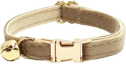 Katzenhalsband Samt, Einfarbig, Choker Halskette mit Glocke, Kaffee - Bild 1