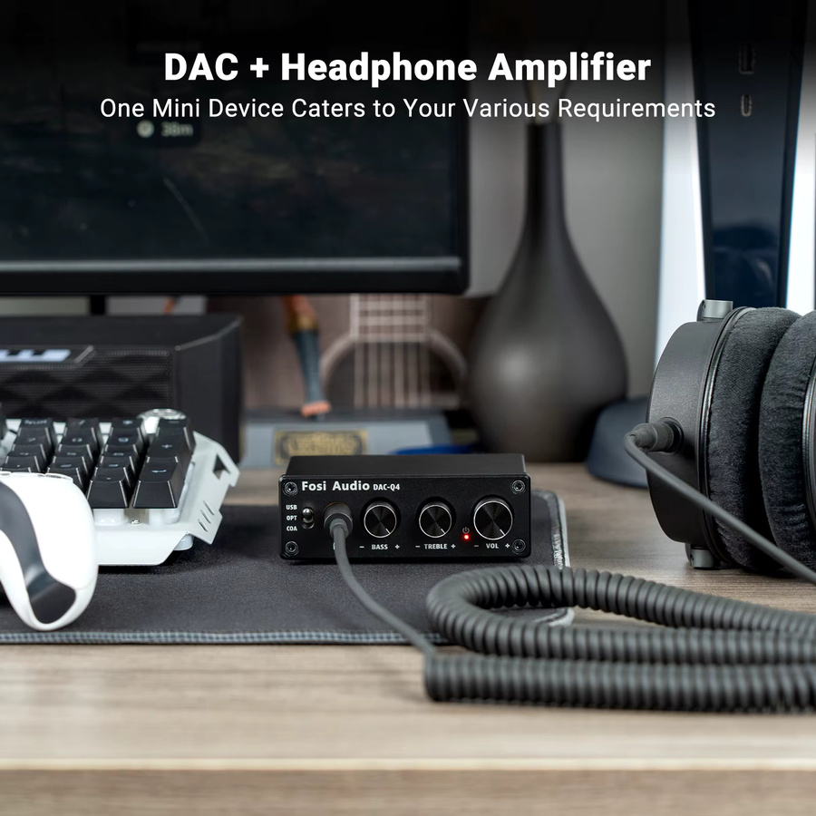 Fosi Audio Q4 Mini Stereo USB Gaming DAC und Kopfhörerverstärker in Schwarz - Bild 4