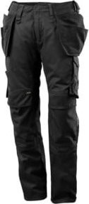 Mascot Arbeitshose mit Hängetaschen und Reflexstreifen in Schwarz mit Cordura-Material und Kniepolstertaschen nach EN 14404 - Bild 1