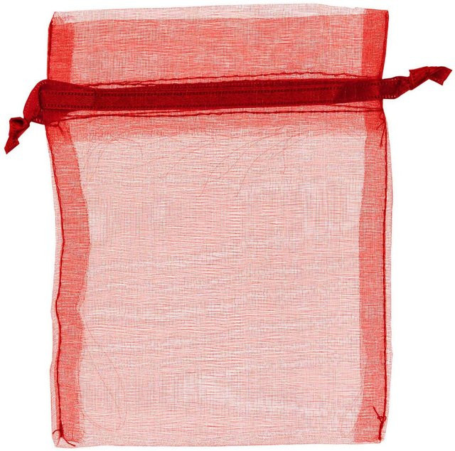 idee. Creativmarkt Organza Beutel in Rot, 4 Stück, B: 12,5 cm, H: 10 cm - Bild 1