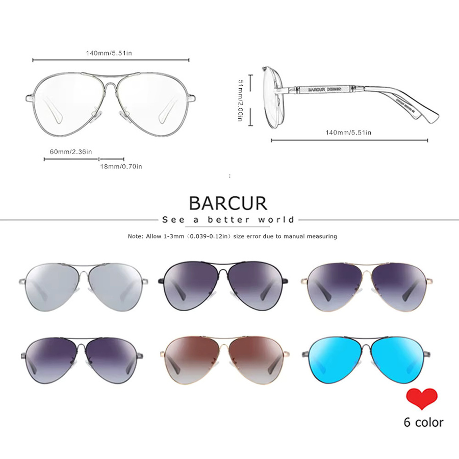 BARCUR Sonnenbrille, oval, Vollrand, Edelstahl - Bild 2