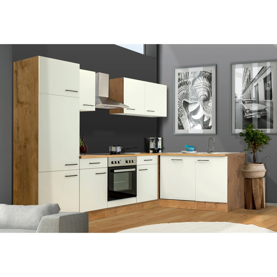 Flex-Well Exclusiv Winkelküche Vintea in Magnolia und Lancelot Oak, B/T/H: 280 x 170 x 57 cm - Bild 2