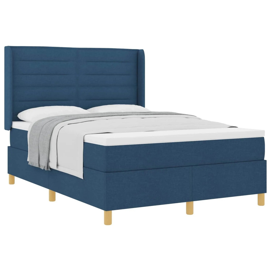 vidaXL Boxspringbett mit Matratze und Kopfteil in Blau, B/T/H: 140 x 190 x 143 cm - Bild 2
