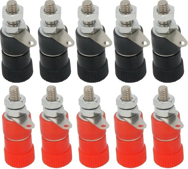 ELECAPITAL Anschlussklemmen Set mit 10 Stück 4-mm-Bananenstecker-Buchsen in Rot und Schwarz für Verstärker und Arduino - Bild 1