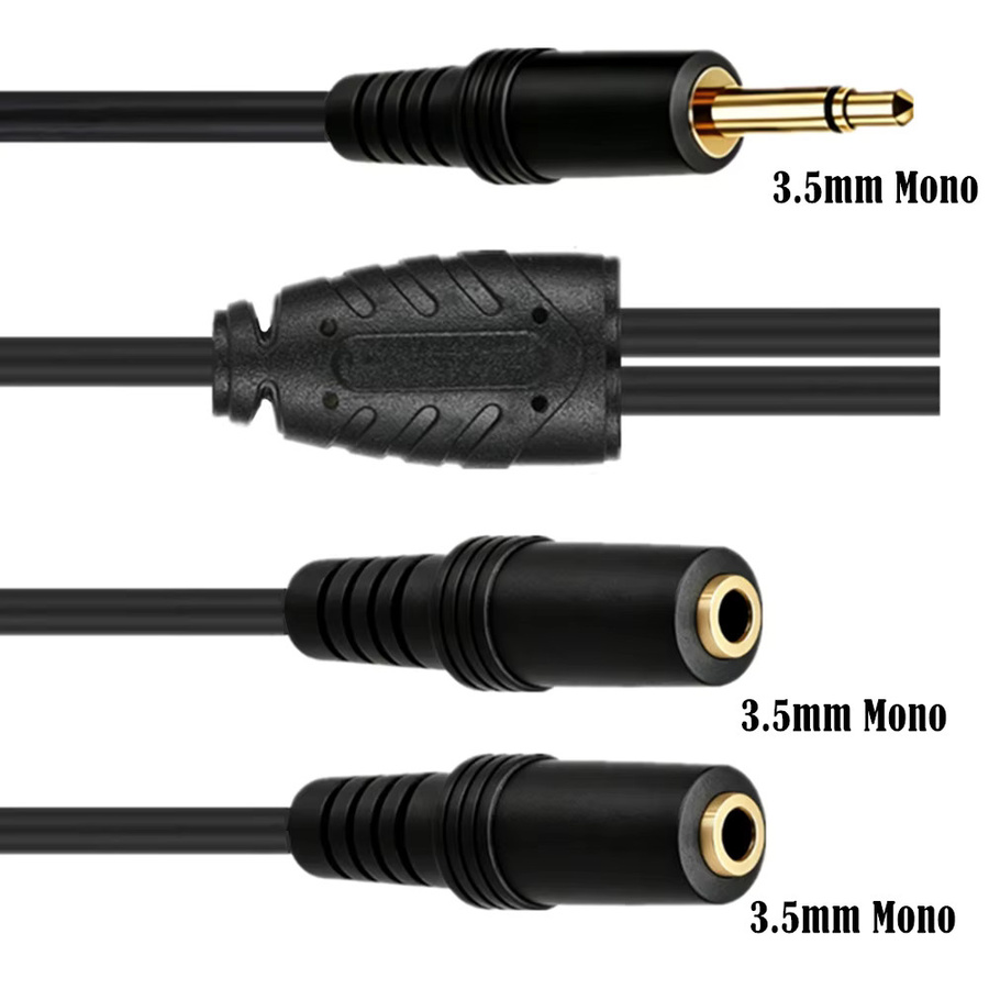 BSN Audio-Y-Splitter-Kabel Schwarz: 3,5-mm-TS-Mono-Stecker auf Dual-3,5-mm-Mono-Buchse Audio-Verlängerungskabel für Lautsprecher, Mixer und Kopfhörer - Bild 4