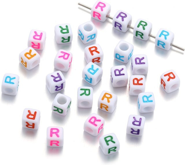 Acryl-Alphabetperlen, bunte Buchstabenperlen, quadratisch, Unisex - Bild 1