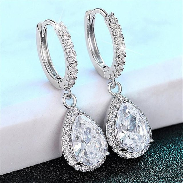 YIRAN Jewelry Tropfenohrringe, Kupfer, Weiß, Zirkonia, Kristall, Damen - Bild 1