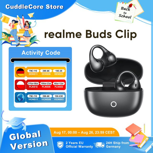 realme Buds Clip OWS In-Ear Kopfhörer in Gold mit 36h Akkulaufzeit und IP55 Schutz - Bild 1