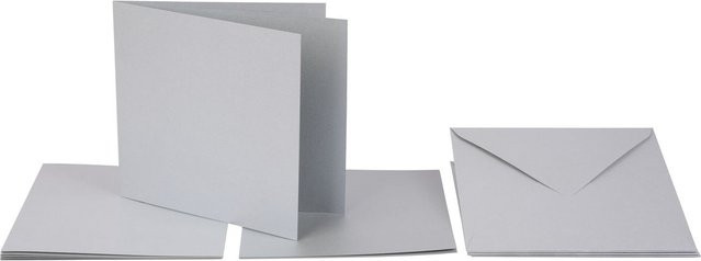 Folia Doppelkarten mit Umschlägen und Einlegeblättern in Silber, B/B/H: 13,5 x 13,5 x 13,5 cm, 220g/m² - Bild 1