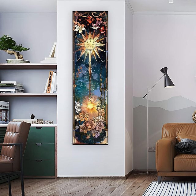 VIKAMA Gothic Witch Wandteppich mit Schmetterlingen und Blumen, vertikaler Wandbehang in Multicolour, B/H: 40 x 150 cm - Bild 1