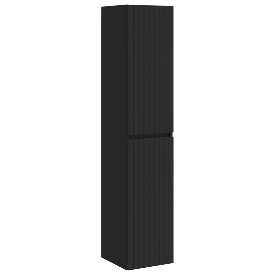 vidaXL Wandmontierter Badezimmerschrank in Schwarz, Modernes Design mit Scharniertüren und Regalböden, B/T/H: 33 x 34,5 x 160 cm - Bild 2