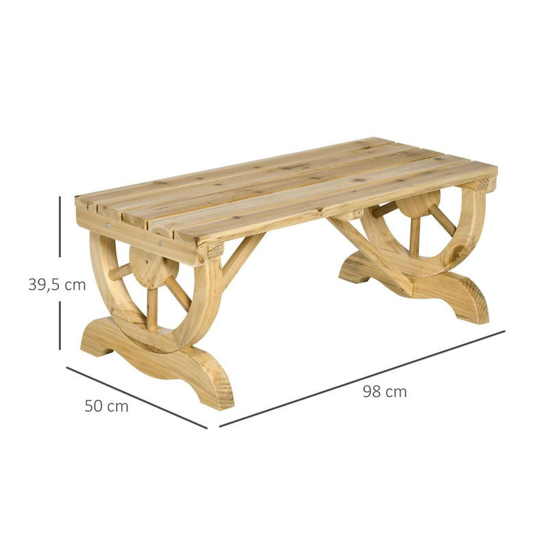 Outsunny Gartenbank aus Tannenholz in Natur, rustikale wetterfeste Sitzbank für Garten und Terrasse, B/T/H: 98 x 50 x 39,5 cm - Bild 2