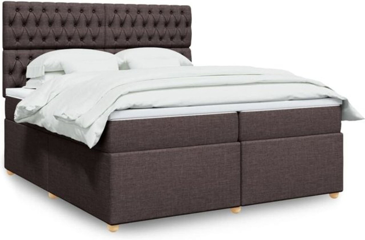 Vidaxl Boxspringbett mit Matratze in Braun aus Stoff und Holzwerkstoff B/T/H: 200 x 200 x 140,5 cm - Bild 1