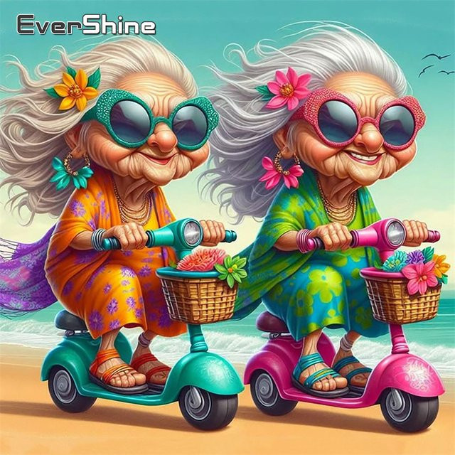 EverShine 5D Stickerei-Set Porträt einer Frau am Meer, Kreuzstich-Set in Multicolour, B/H: 30 x 30 cm - Bild 1