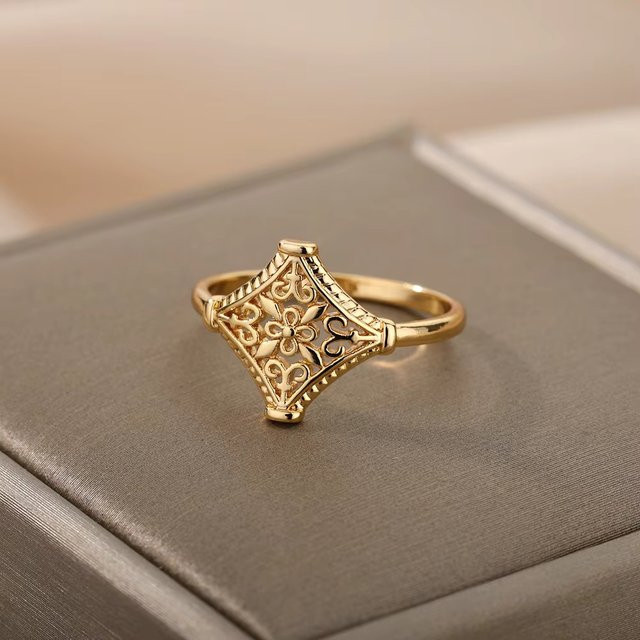 Lush Glam Ringe, Edelstahl, Gold, Vintage, Unisex - Bild 1