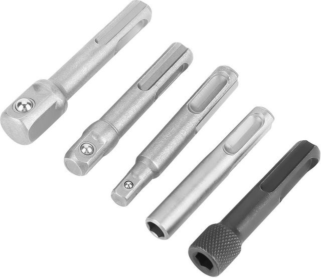Neoglint 3-teiliges SDS Plus Stahl Stecknussadapter Set und Sechskantverlängerung in Silber - Bild 1
