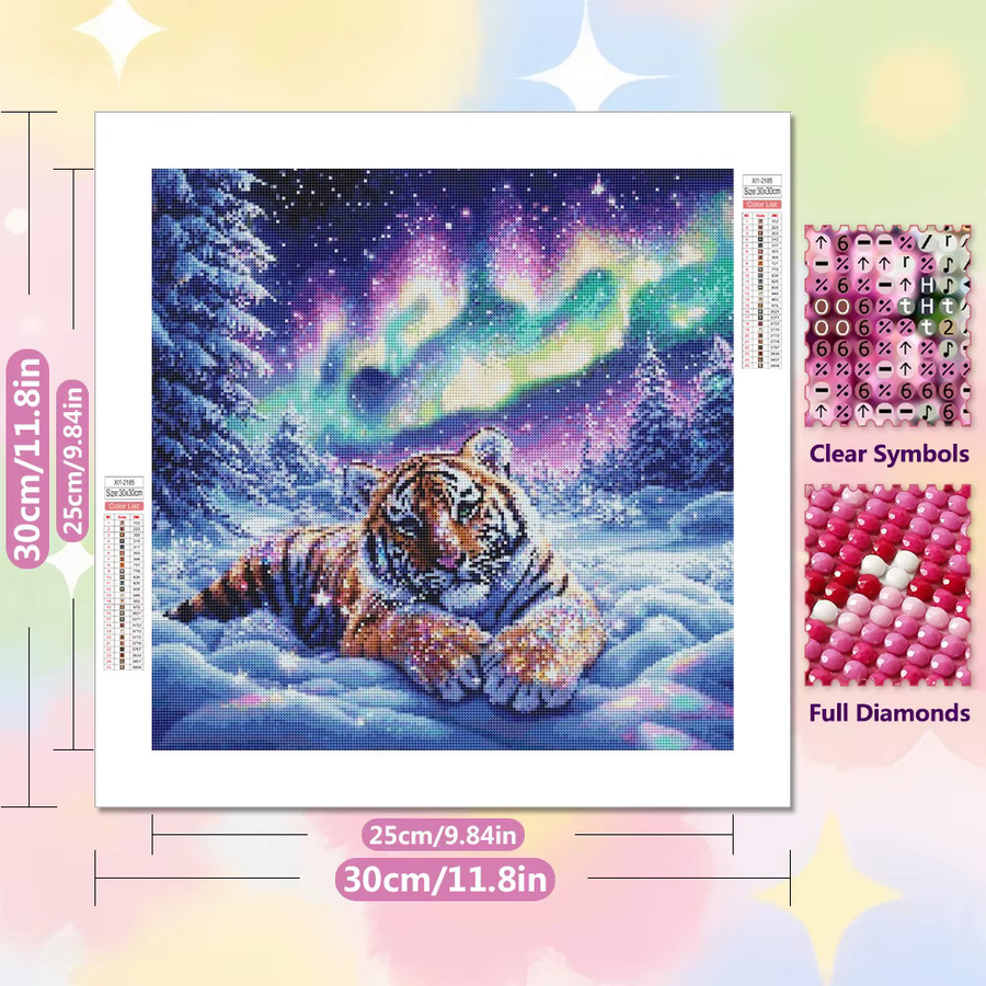 EverShine Diamantmalerei Tiger im Winter mit Schnee als 5D DIY Mosaik Stickerei in Multicolour - Bild 2