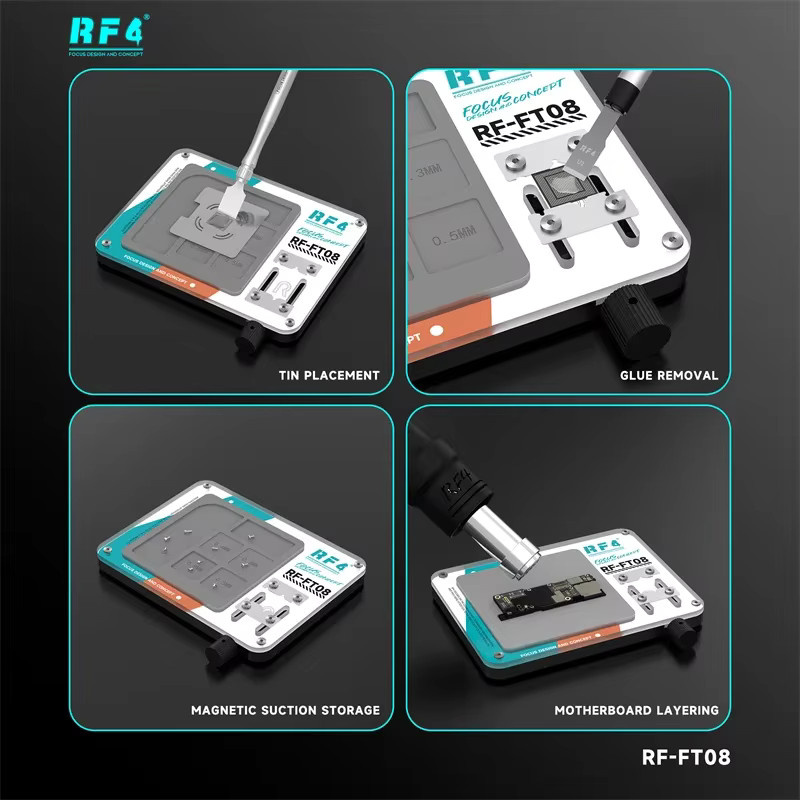 RF4 RF-FT08 Multifunktionale Reparatur-Arbeitsmatte für Mobiltelefone, CPU und IC-Präzisionskomponenten mit Halter und Lötwerkzeug - Bild 4