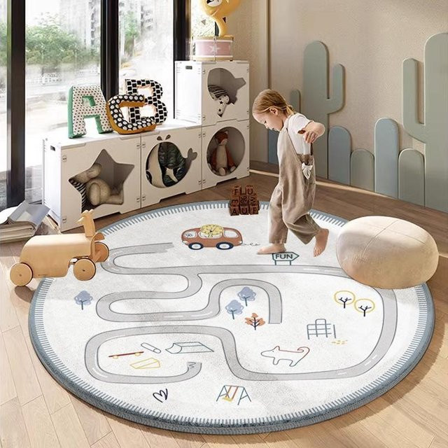 Runde Spielmatte für Kinder von Lodestar mit Cartoon-Motiv, rutschfest und fleckenabweisend, Multicolour, Durchmesser: 80 cm - Bild 1