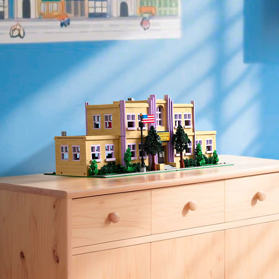 Barweer Klemmbausteine Bausatz Springfield Grundschule Architektur Modell aus 3500 Teilen, Mehrfarbig - Bild 5