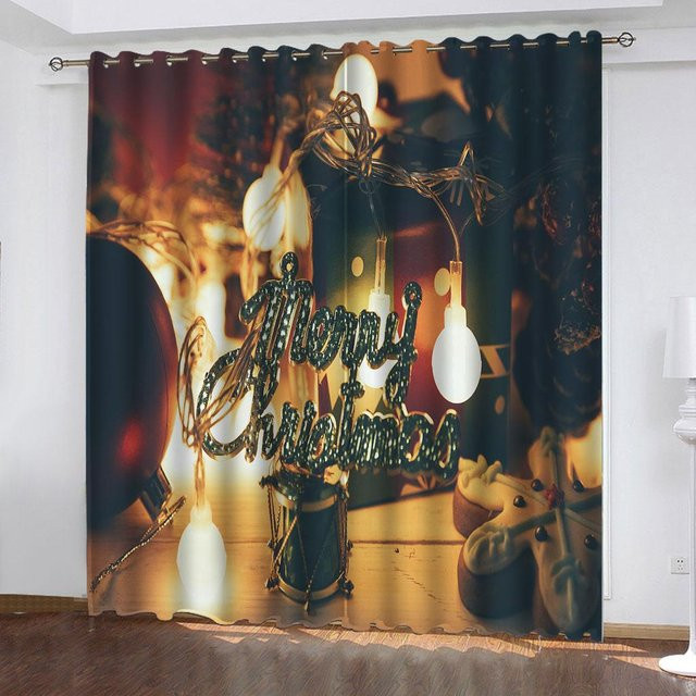 Weihnachten Vorhang mit Grafikprint aus 100% Polyester, halbtransparent, Mehrfarbig, B: 100 cm, H: 140 cm - Bild 1