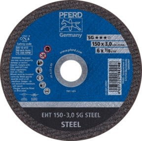 PFERD Trennscheibe EHT Leistungslinie SG STEEL für Stahl, Blau, Durchmesser: 150 mm, Dicke: 3 mm, Bohrung: 22,23 mm - Bild 1