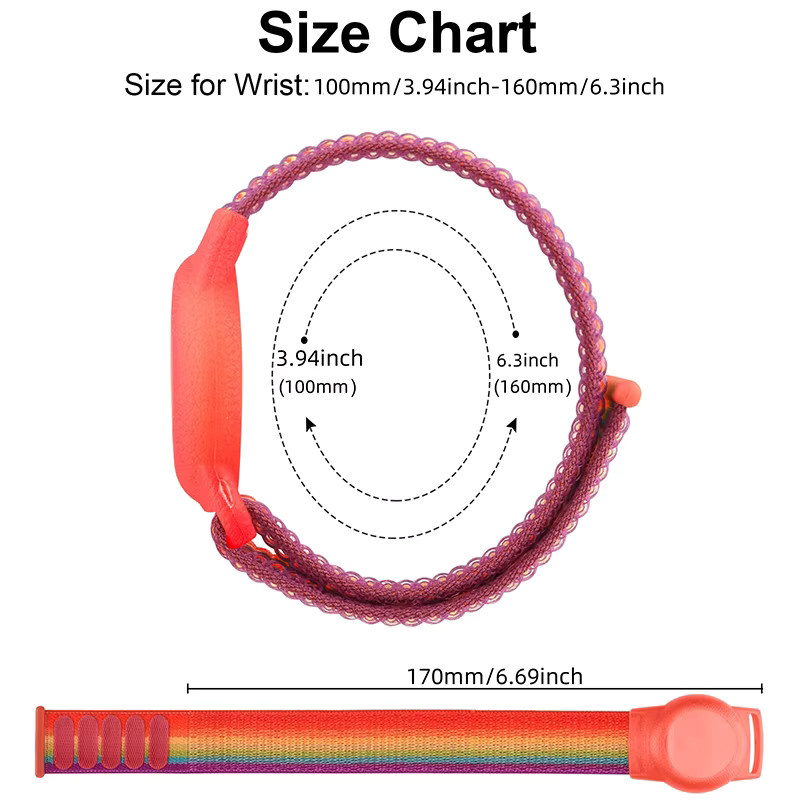 Fomscvka Silikon Kinder-Armband für Apple AirTag in Rot und Mehrfarbig - Bild 2