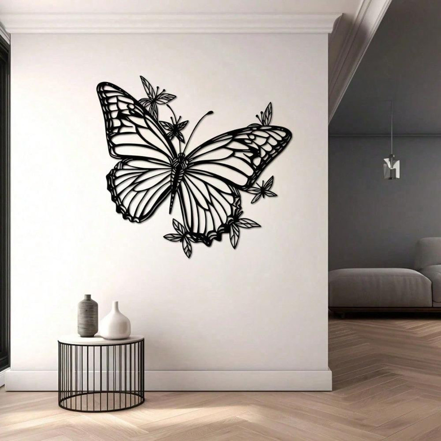 CIFbuy Minimalistische Metall-Wandkunst Schmetterlinge aus Eisen in Schwarz und Bunt - Bild 3