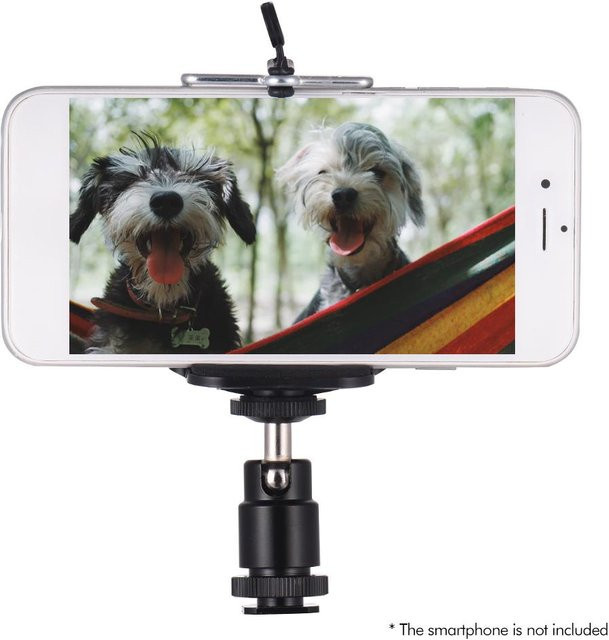 Shoemst Verstellbare Handyhalterungsklammer mit Mini-Kugelkopf und 1/4-Zoll-Schraubhalterung für DSLR und Monitore, Schwarz - Bild 1