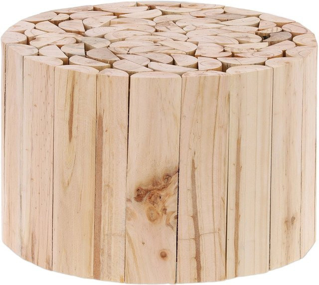 Relaxdays Blumenhocker aus Tannenholz in Natur, runder Hocker in Beige und Braun, B/T/H: 30 x 30 x 20 cm - Bild 1