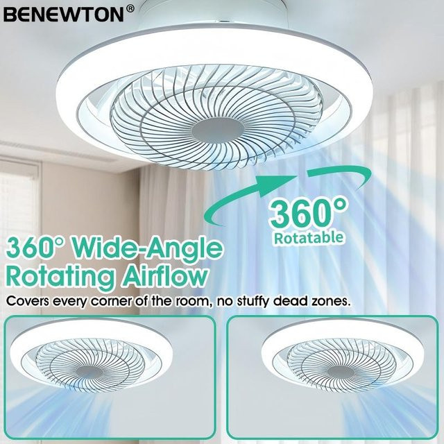 BENEWTON Moderner Deckenventilator mit Licht und Fernbedienung, Smart Fan Light in Weiß, dimmbar mit 3 Farbmodi und App-Steuerung - Bild 1