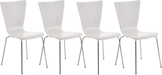 4er Set DELUKE Besucherstühle TOKYO Konferenzstühle und Bürostühle aus Holz und Metall in Weiß, B/T/H: 43 x 50 x 84 cm - Bild 1