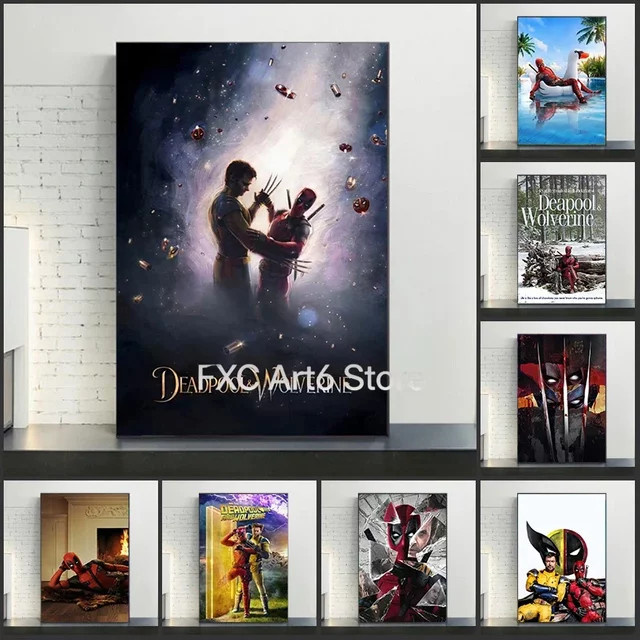 Rahmenloses Leinwandgemälde Marvel Deadpool und Wolverine Wandkunst Poster für dein Kinderzimmer oder Wohnzimmer in Multicolour - Bild 1