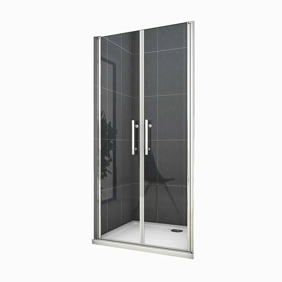 Duschparadies Pendeltür Nischentür als Doppeltür aus 6mm Nano Glas in Transparent und Silber, B/H: 140 x 195 cm - Bild 2