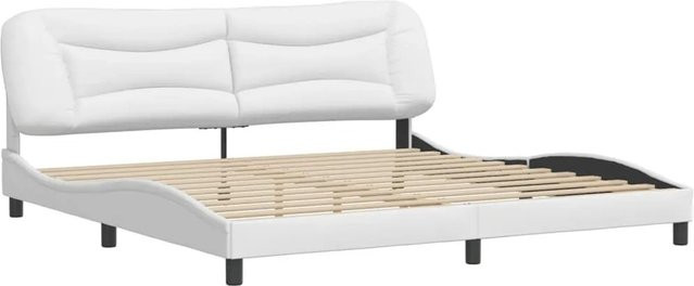 vidaXL Bettgestell aus Kunstleder in Weiß mit Kiefernholz, B/T/H: 200 x 200 x 100 cm - Bild 1