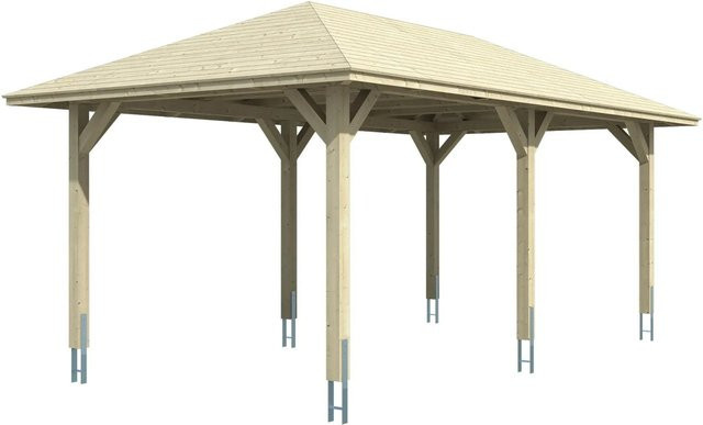 Skan Holz Carport Taunus in Schiefergrau B/T: 374 x 656 cm, Firsthöhe: 314 cm - Bild 1