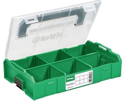 Spax Sortimentskoffer Grün mit 6 Fächern, B/T/H: 15,5 x 27,5 x 6,5 cm - Bild 1