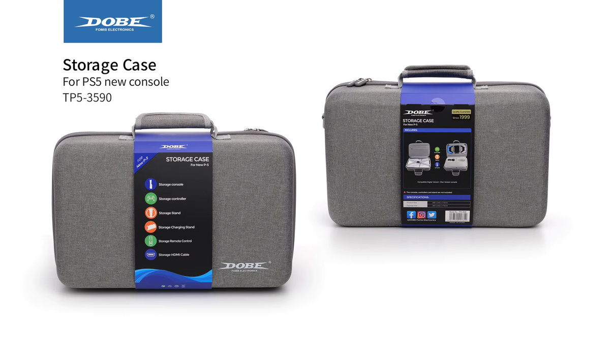 DOBE Multifunktionale Aufbewahrungs- und Schutztasche für PS5 Slim aus EVA-Material mit Reißverschluss, Grau, TP5-3590 - Bild 2