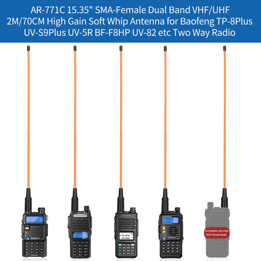 ABBREE Walkie Talkie Antenne SMA Weiblich Männlich VHF UHF Tri-Band GMRS für BaoFeng UV-5R BF-888S Quansheng UV-K5 K6 Ham Radio in Schwarz - Bild 5