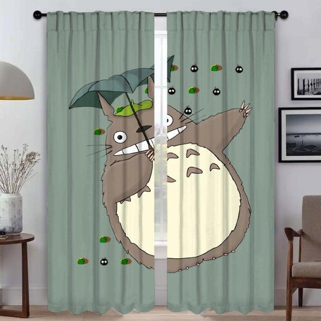 Elegante Totoro Tüll-Vorhänge für dein Schlafzimmer, 2er-Set, Grün, B: 107 cm, H: 160 cm - Bild 1