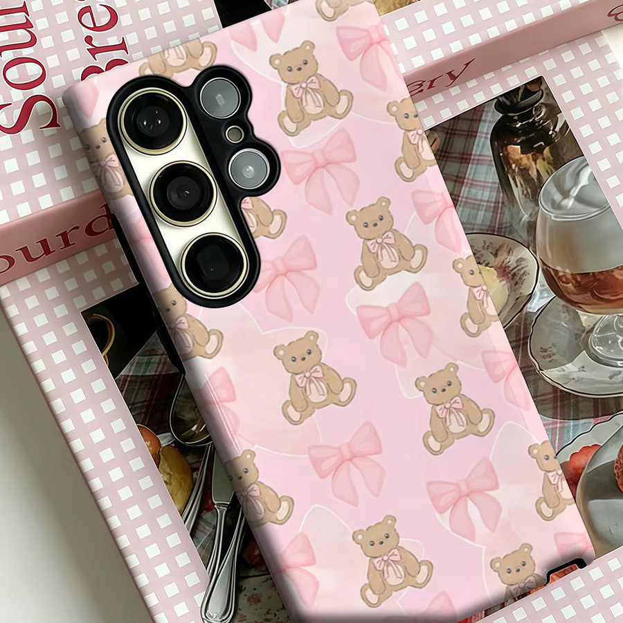 Blush Bears Stoßfeste Handyhülle für Samsung Galaxy S25 Ultra, S24, S23 Ultra und S23 Plus in Pink mit robuster Doppelschicht-Rückabdeckung - Bild 3