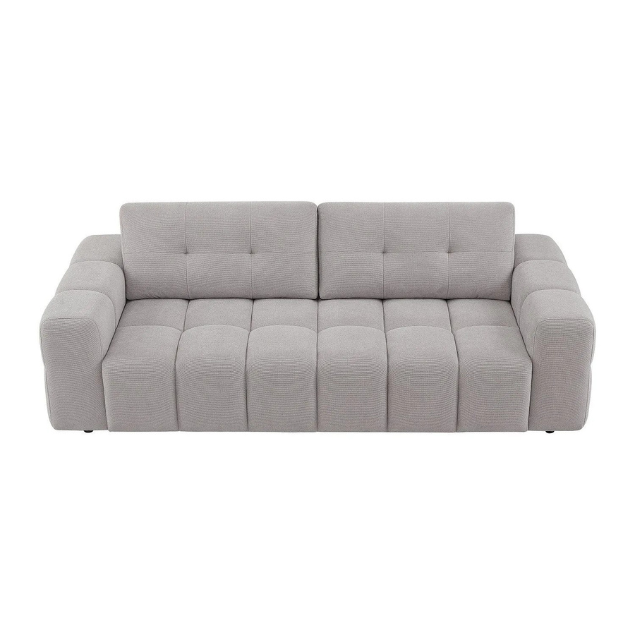 Vente-unique Sofa Sopelana ohne Schlafmöglichkeit in Hellgrau mit Strukturstoff und Armlehnen, Breite: 220 cm - Bild 2