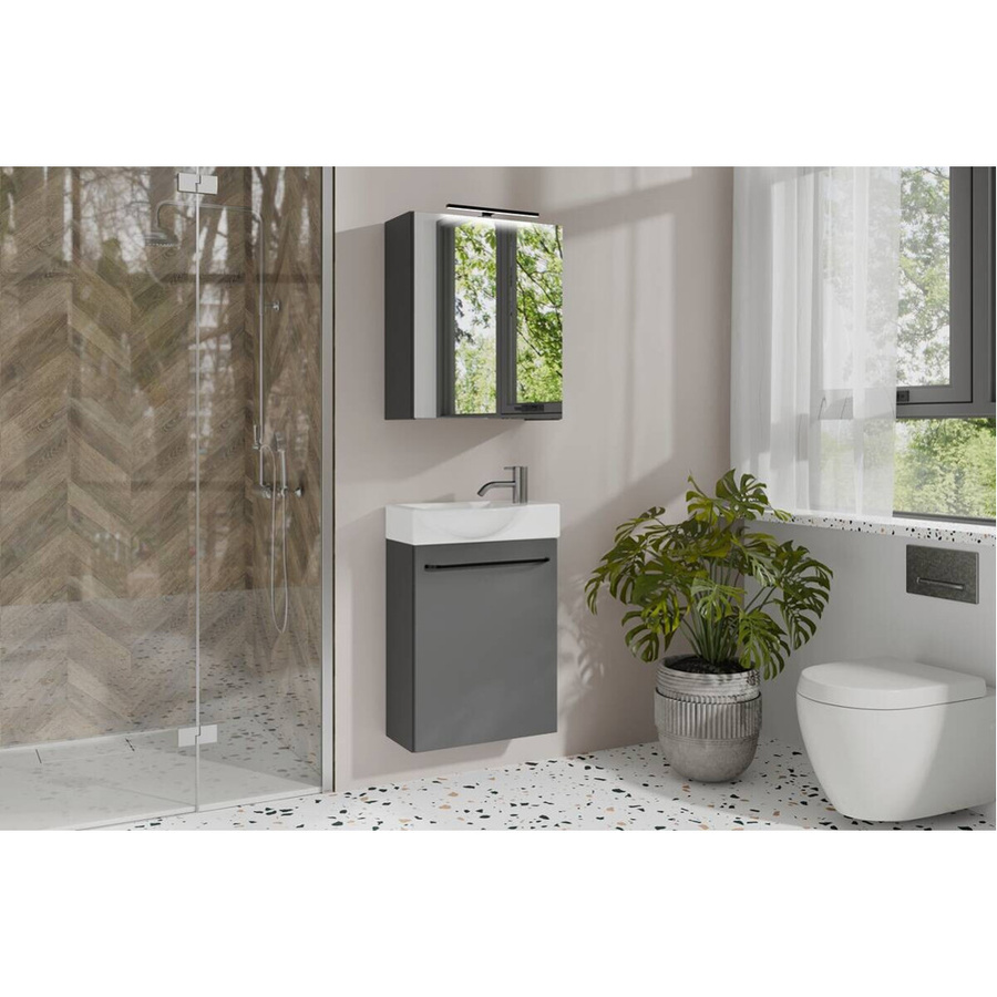 byLIVING Spiegelschrank SPREE in Anthrazit mit LED-Beleuchtung und Soft-Close-Türen, B/H/T: 50 x 60 x 15 cm - Bild 2