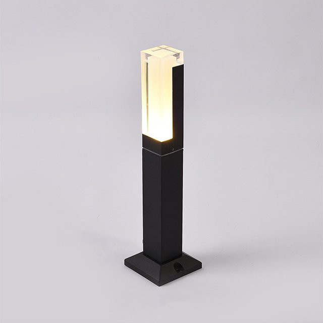 Wecus LED Garten-Pollerleuchte Modern Aluminium Silber IP65 Wasserdicht 5W Warmweiß Up-Down Licht für Außenbereiche B/T/H: 10 x 10 x 40 cm - Bild 1