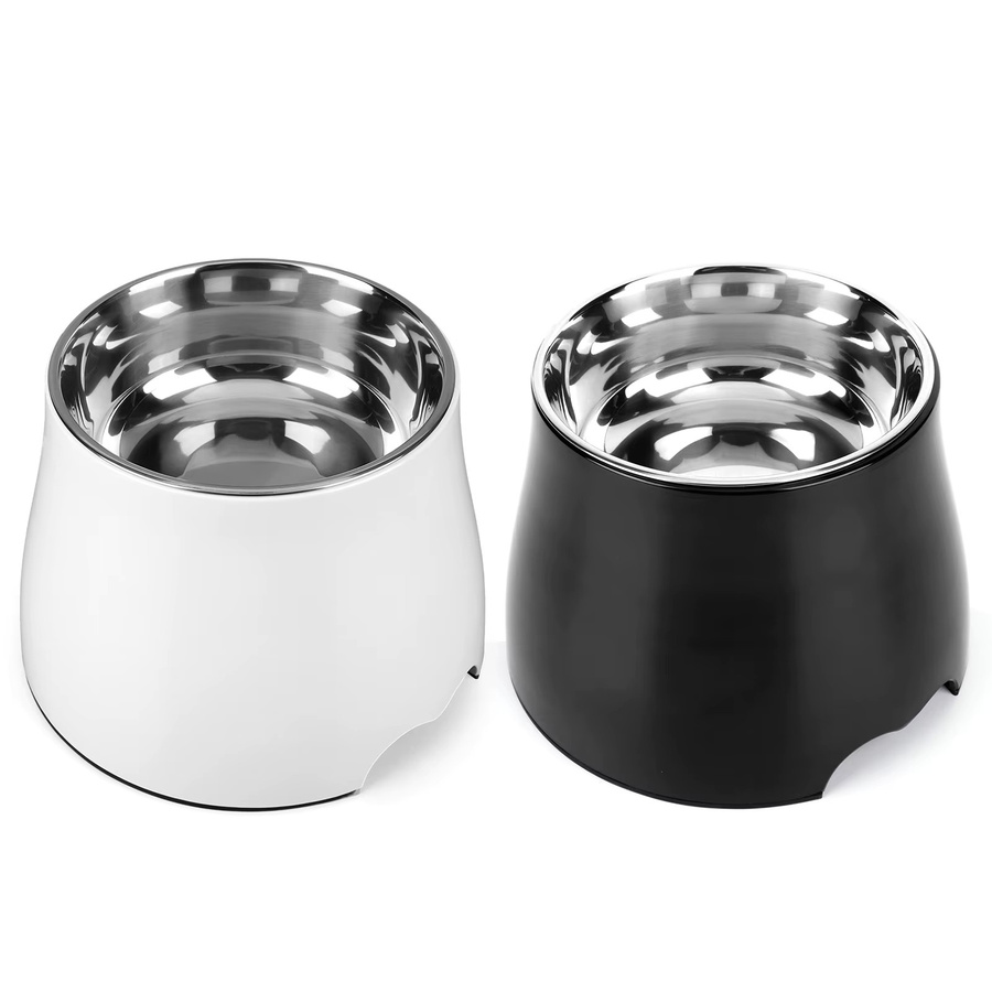 Alloet Edelstahl Futter- und Wassernapf mit rutschfester Gummibasis in Silber oder Schwarz, B/T/H: 16,5 x 23,0 cm - Bild 2