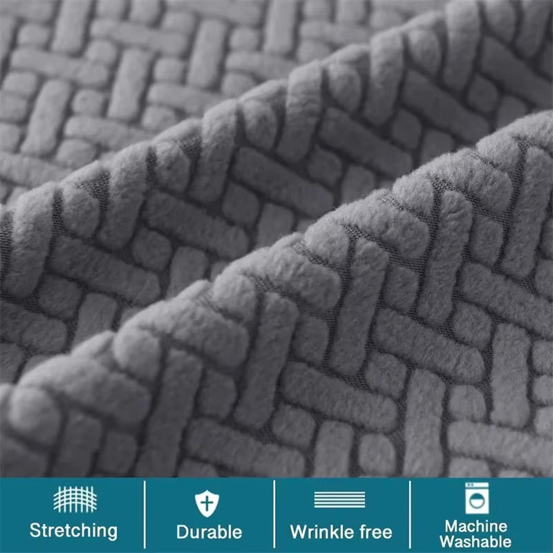 Waschbare Stretch Barhocker Abdeckung aus Jacquard von WANERQU in Schwarz für rechteckige Hocker - Bild 3