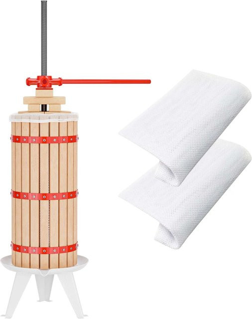 Wiltec Obstpresse mit 3x Presstuch, Maischepresse und Saftpresse, 30 l, Braun-rot - Bild 1
