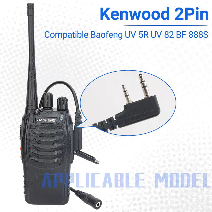 BAOFENG 2-poliger Ohrhörer-Adapter auf 3,5 mm Klinke für Quansheng und BAOFENG UV-5R APPI, Schwarz - Bild 3