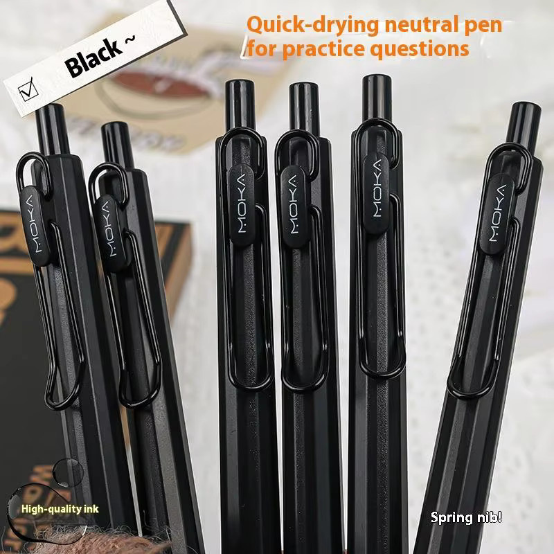 A-Nice 6er Set Gel-Tintenstifte mit Silikonstiftgriff, 0,5 mm ST-Spitze, schwarze Tinte, schnelltrocknend und verschmierfrei - Bild 4
